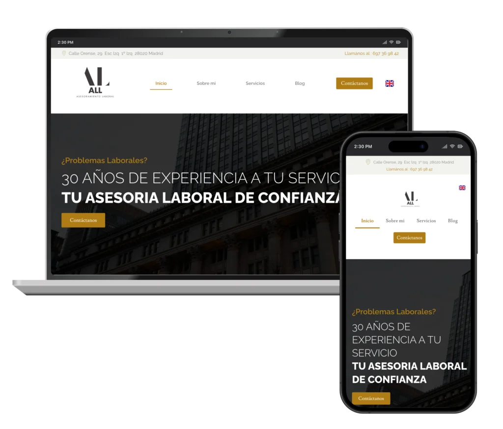 Web de All Asesoramiento en portátil y móvil, diseñada por SAUCCO
