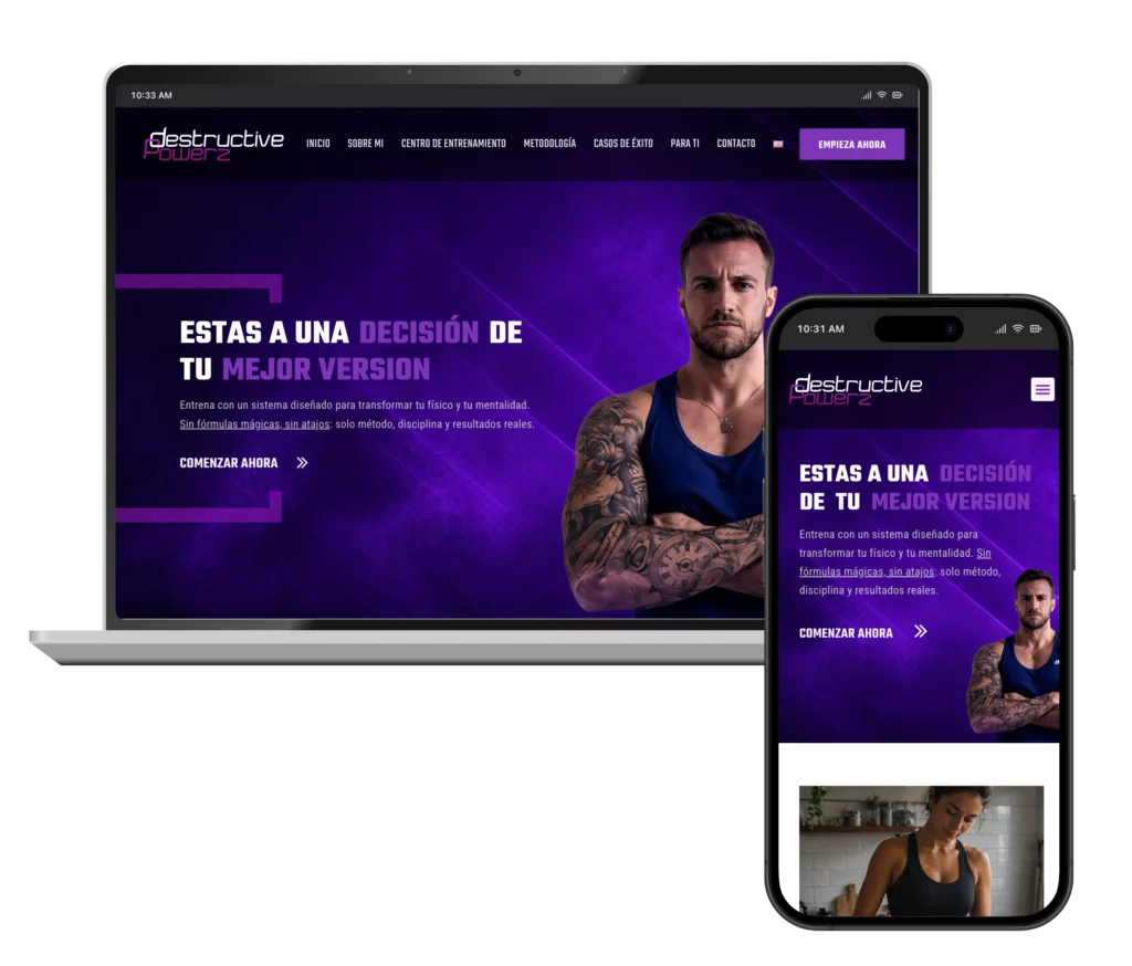 Web de Destructive Power Z en portátil y móvil, diseñada por SAUCCO