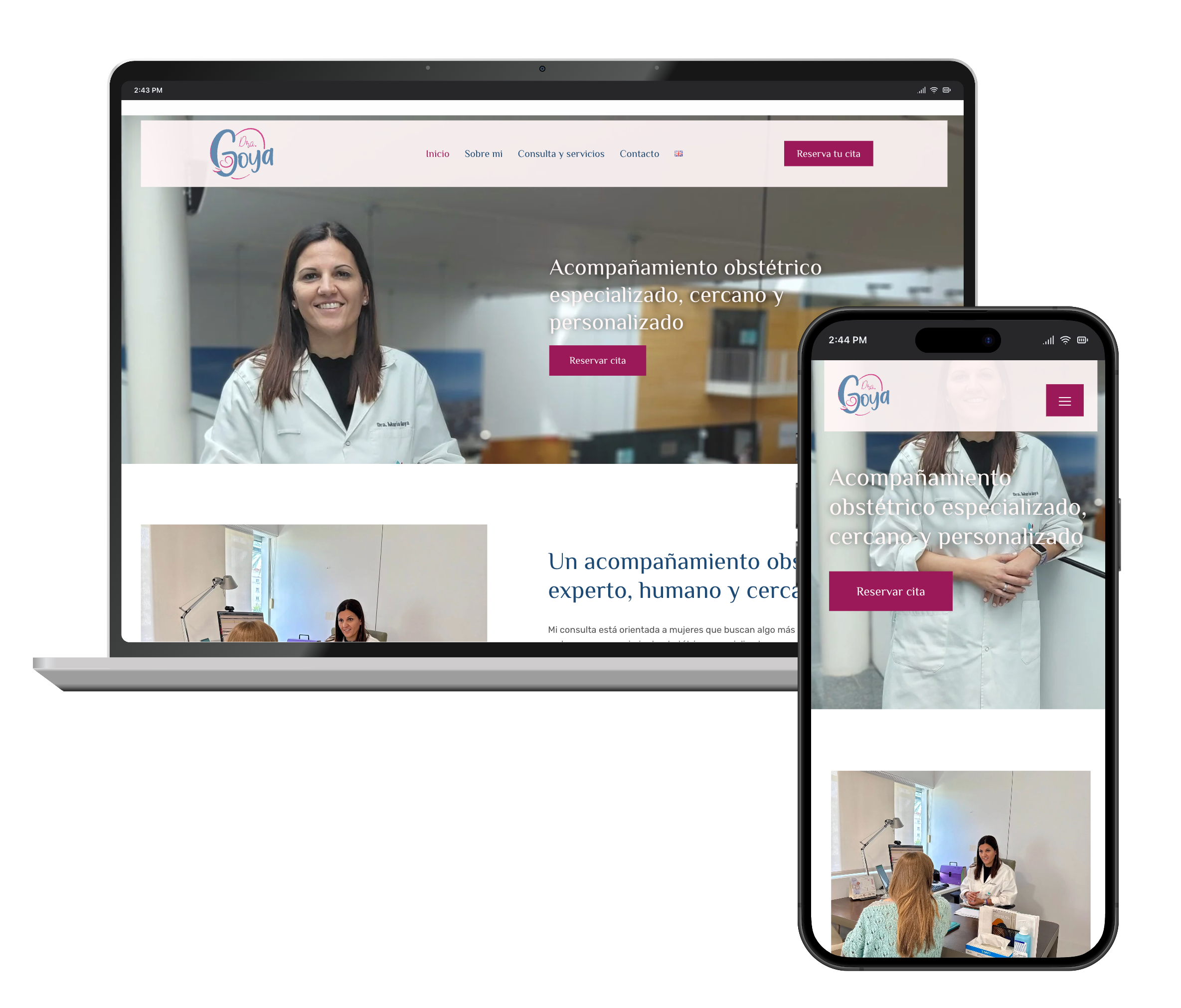 Web de Ginecóloga Dra. Goya en portátil y móvil, diseñada por SAUCCO