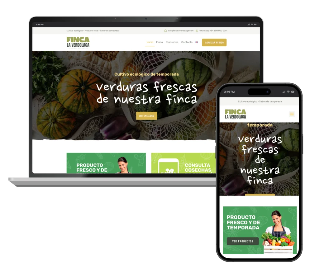 Web de Finca la Verdolaga en portátil y móvil, diseñada por SAUCCO