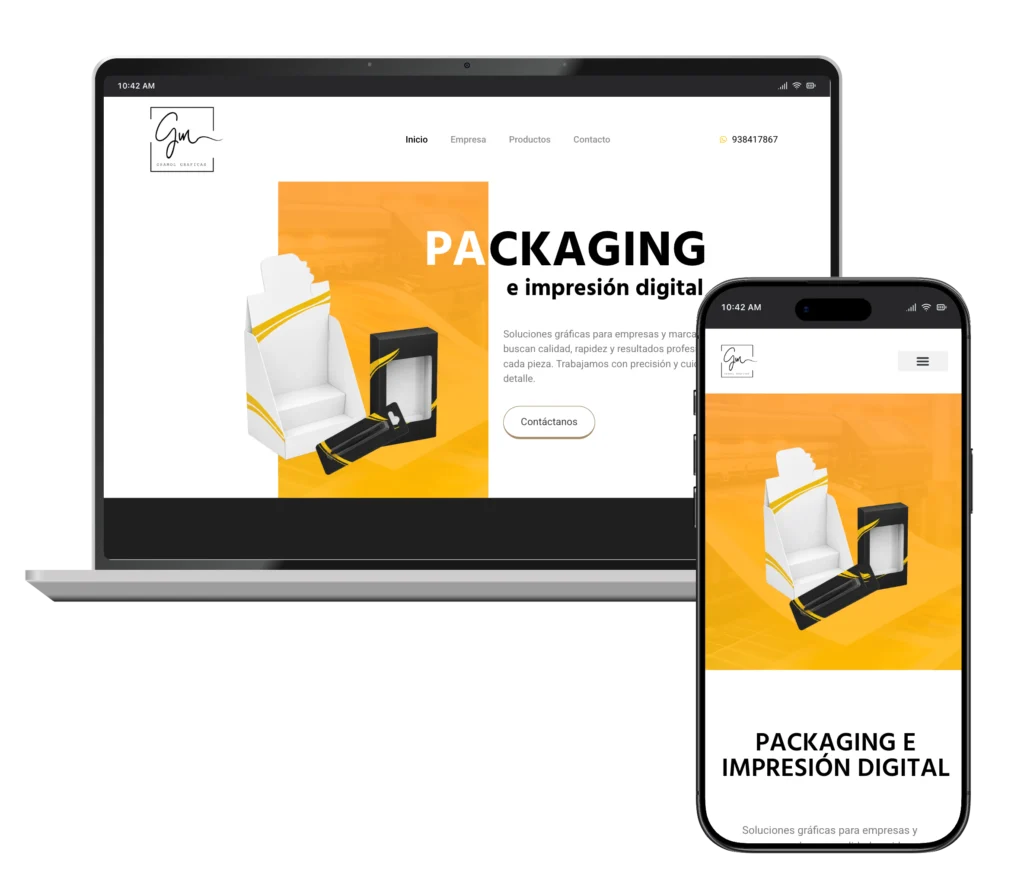 Web de Gráfica Gramol en portátil y móvil, diseñada por SAUCCO