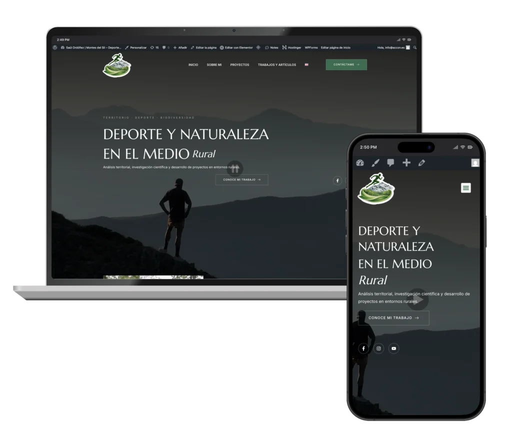 Web de Montes de Sil Deportes en portátil y móvil, diseñada por SAUCCO